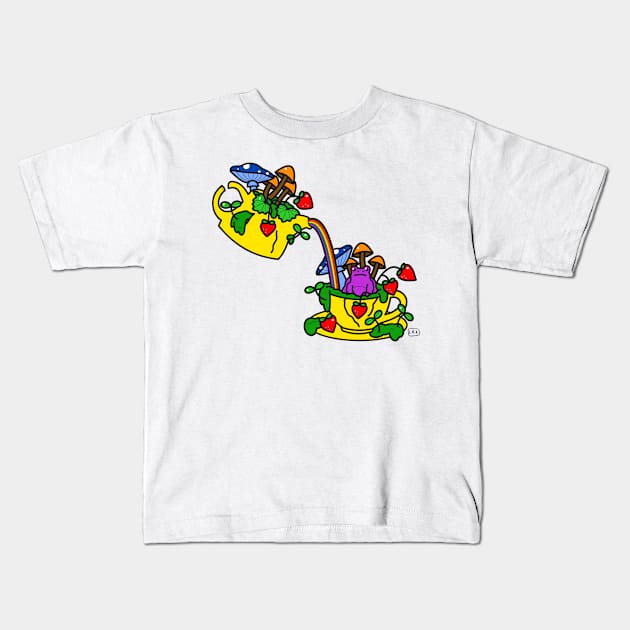 Pride Mossy Rainbow Tea Kids T-Shirt by lrmackay